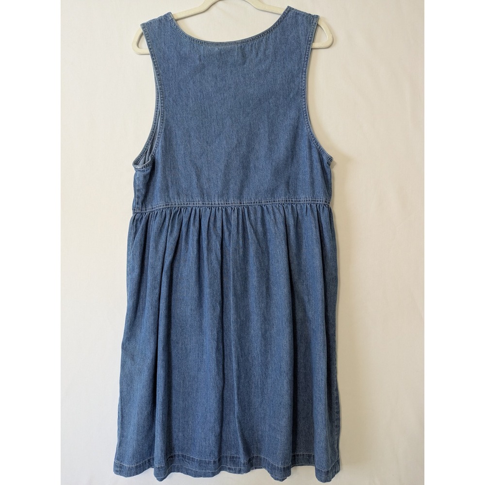 Disney Pooh Vintage 90s Blue Denim Button Front Embroidered Jumper Dress Large - Picture 4 of 9